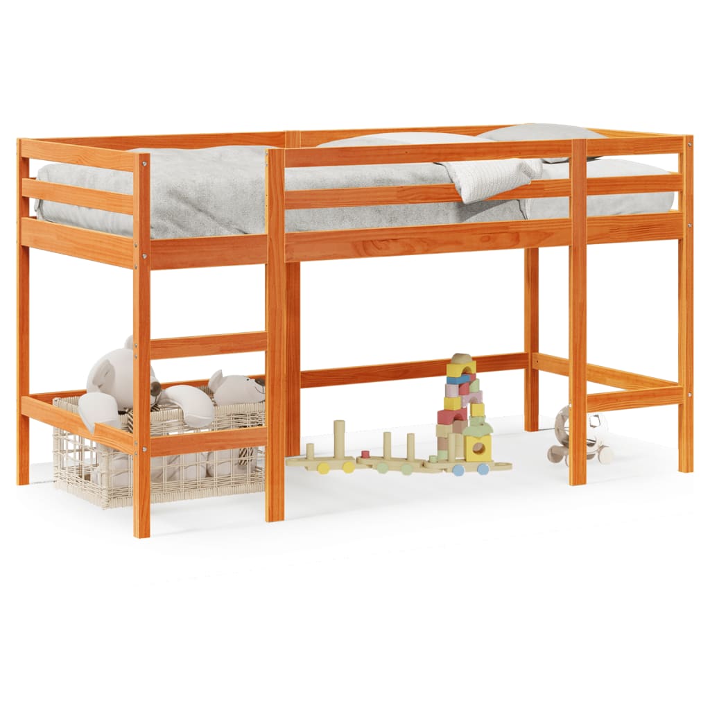 Kids' Loft Bed without Mattress with Ladder Wax Brown 90x200 cm